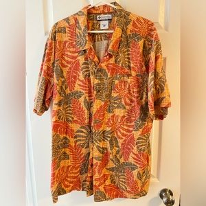 Columbia orange Hawaiian shirt